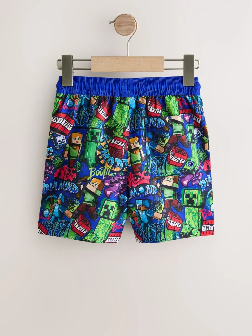 Marineblauw met Minecraft-print - Zwemshort (3-16 jr)
