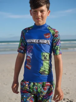 Marineblauw met Minecraft-print - Surfhemdje (3-16 jr)