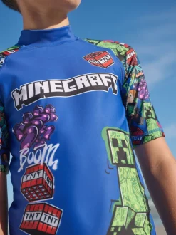 Marineblauw met Minecraft-print - Surfhemdje (3-16 jr)