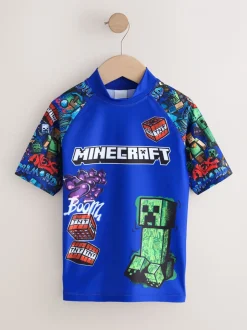 Marineblauw met Minecraft-print - Surfhemdje (3-16 jr)