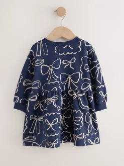 Marineblauw met strikjes - Sweaterjurk (3 mnd-7 jr)