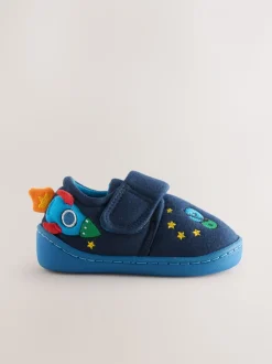Marineblauw raket - Warm gevoerde pantoffels met kuipzool