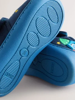 Marineblauw raket - Warm gevoerde pantoffels met kuipzool