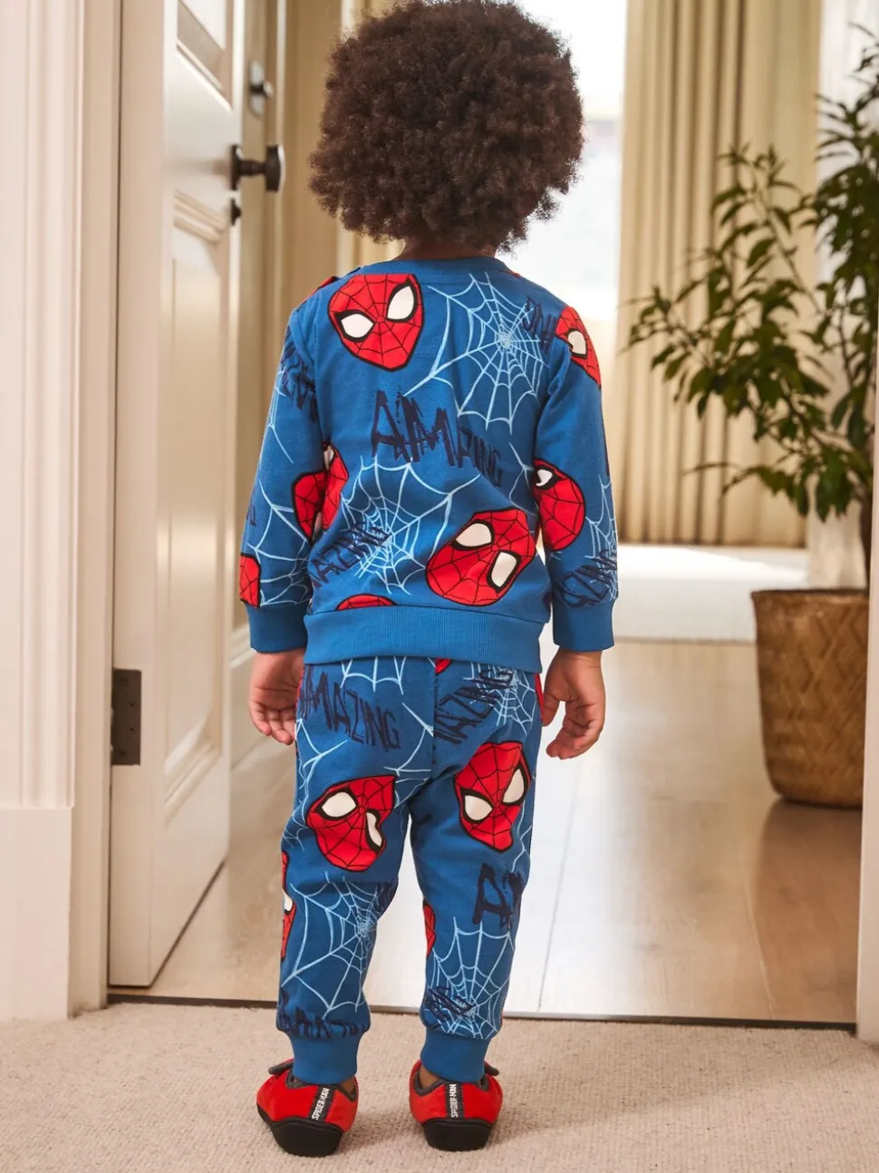 Marineblauw Spider-Man - Enkele behaaglijke fleece pyjama met licentie (12mnd -10jr)