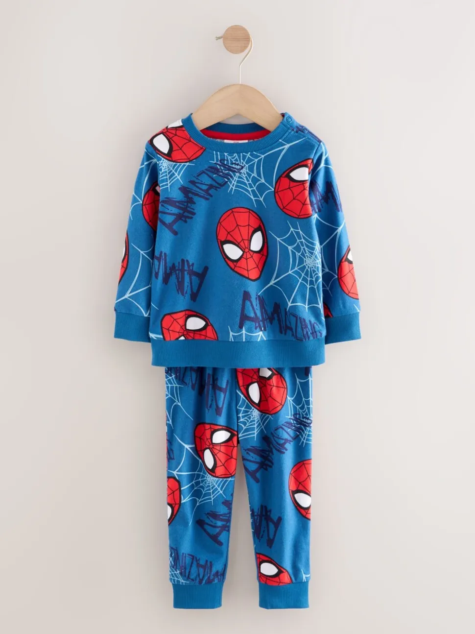 Marineblauw Spider-Man - Enkele behaaglijke fleece pyjama met licentie (12mnd -10jr)