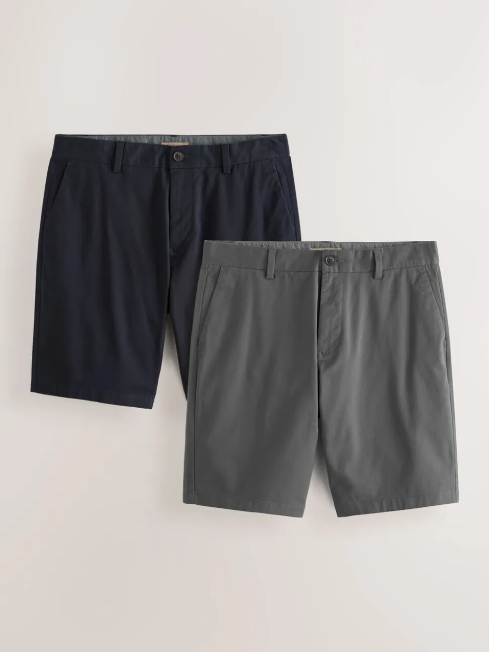 Marineblauw/antraciet - Slim Fit - Set van 2 chinoshorts met stretch