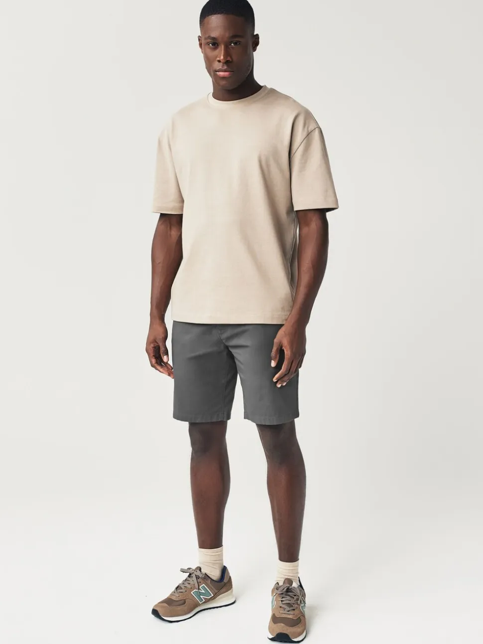 Marineblauw/antraciet - Slim Fit - Set van 2 chinoshorts met stretch