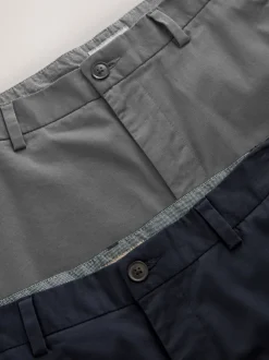 Marineblauw/antraciet - Slim Fit - Set van 2 chinoshorts met stretch