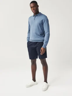 Marineblauw/antraciet - Straight fit - Set van 2 chinoshorts met stretch
