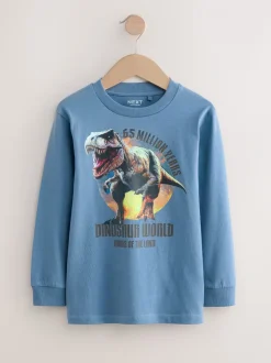 Marineblauw/blauw/ecru dinosaurus - Bedrukte T-shirts met lange mouwen verpakking van 3 (3 - 16 jr)