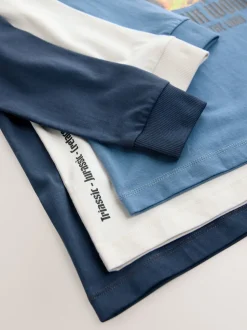 Marineblauw/blauw/ecru dinosaurus - Bedrukte T-shirts met lange mouwen verpakking van 3 (3 - 16 jr)