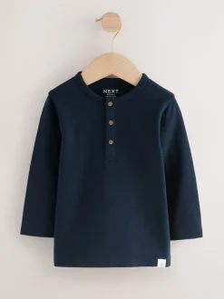 Marineblauw/blauw/kiezelkleur - Set van 3 Henley T-shirts met lange mouwen (3mnd-7jr)