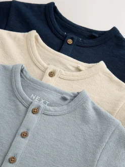 Marineblauw/blauw/kiezelkleur - Set van 3 Henley T-shirts met lange mouwen (3mnd-7jr)