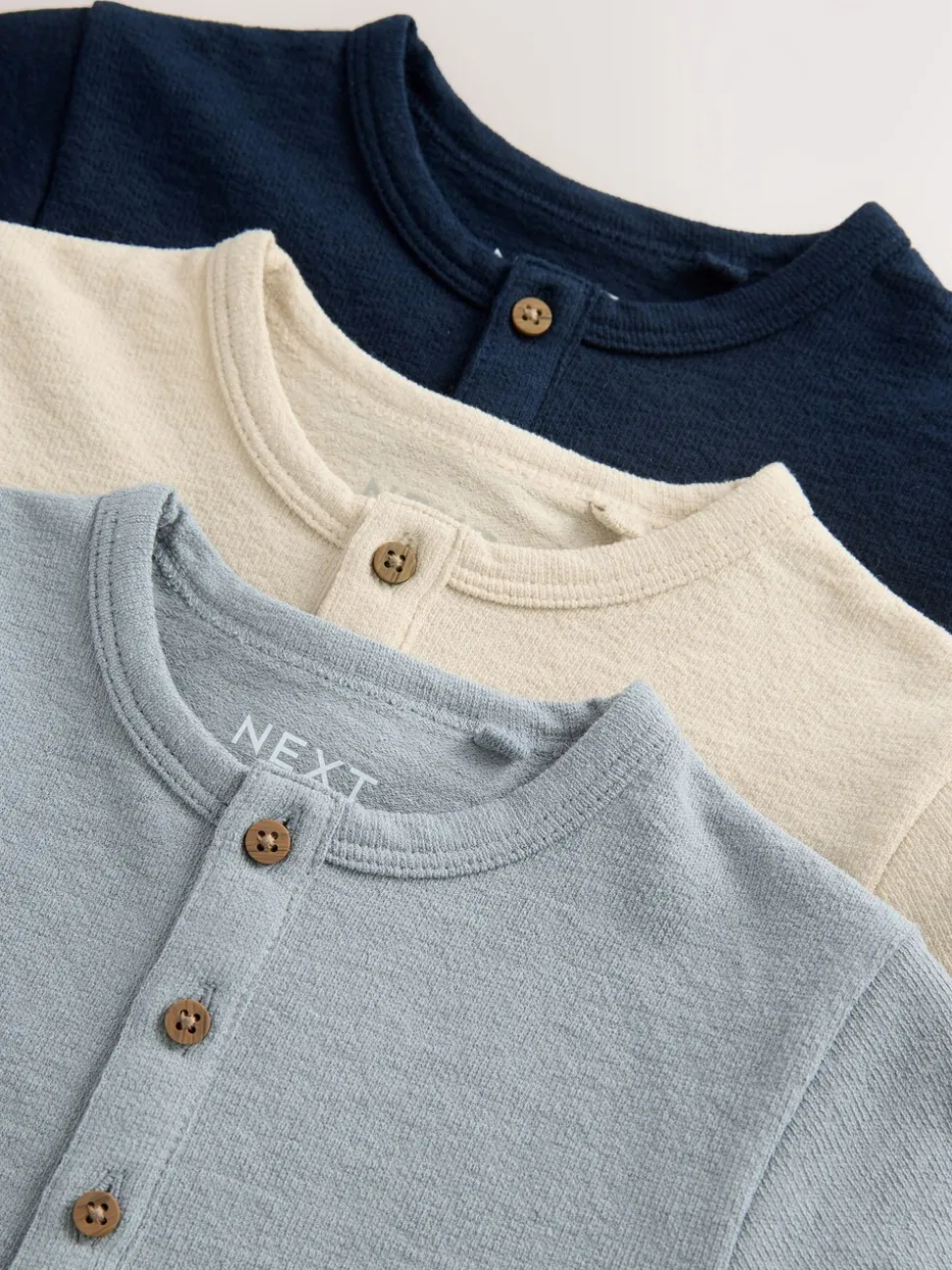 Marineblauw/blauw/kiezelkleur - Set van 3 Henley T-shirts met lange mouwen (3mnd-7jr)