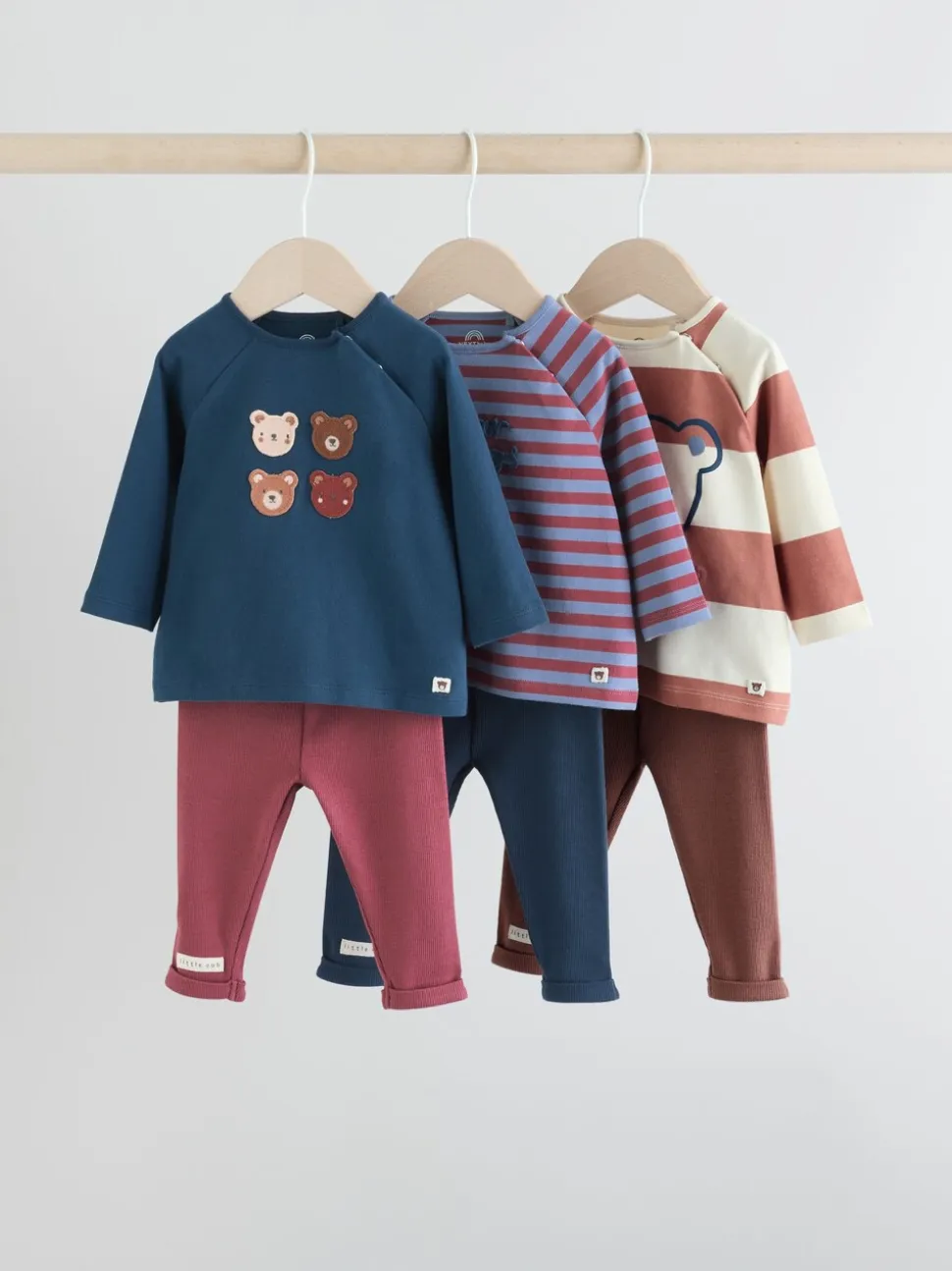 Marineblauw/bruin met beer - Tops en Leggings 6 -delige babyset (0mnd-3jr)
