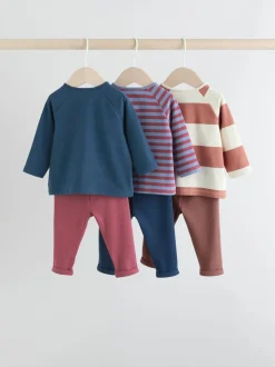 Marineblauw/bruin met beer - Tops en Leggings 6 -delige babyset (0mnd-3jr)