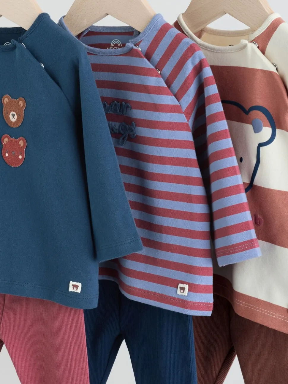 Marineblauw/bruin met beer - Tops en Leggings 6 -delige babyset (0mnd-3jr)