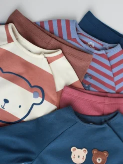 Marineblauw/bruin met beer - Tops en Leggings 6 -delige babyset (0mnd-3jr)