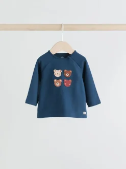 Marineblauw/bruin met beer - Tops en Leggings 6 -delige babyset (0mnd-3jr)