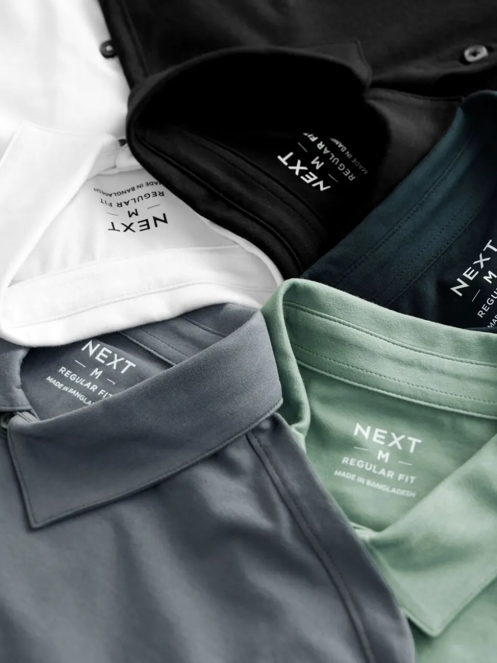 Marineblauw/bruin/grijs/wit/saliegroen - Normale Pasvorm - Set van 5 jersey poloshirts met korte mouwen