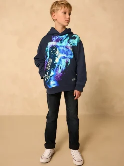 Marineblauwe controller - Grafische print hoodie voor oudere jongens (3-16jaar)