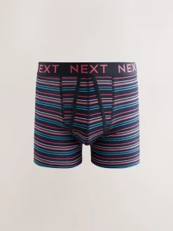 Marineblauwe kleur met opvallende stippen en strepen - Verpakking van 10 - Boxershorts met A-voorkant