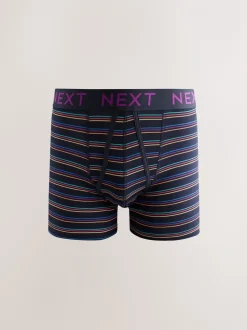 Marineblauwe kleur met opvallende stippen en strepen - Verpakking van 10 - Boxershorts met A-voorkant