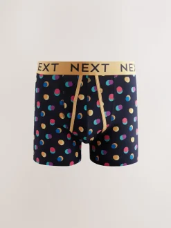 Marineblauwe kleur met opvallende stippen en strepen - Verpakking van 10 - Boxershorts met A-voorkant
