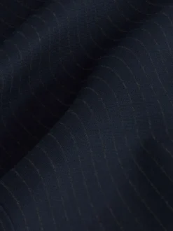 Marineblauwe krijtstreep - Smoothing Ponte Jersey Broek met Wijde Pijpen