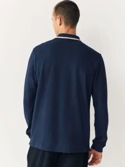 Marineblauwe Ottoman - Poloshirt met contrasterende rand