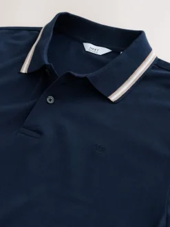 Marineblauwe Ottoman - Poloshirt met contrasterende rand