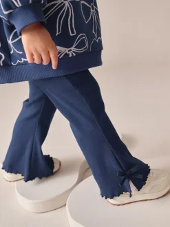 Marineblauwe Strik Print - Set van sweatshirt en uitlopende legging (3mnd -7jr)