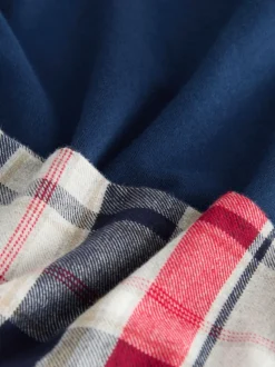Marineblauw/grijs - Geruite geweven pyjamaset met korte mouwen