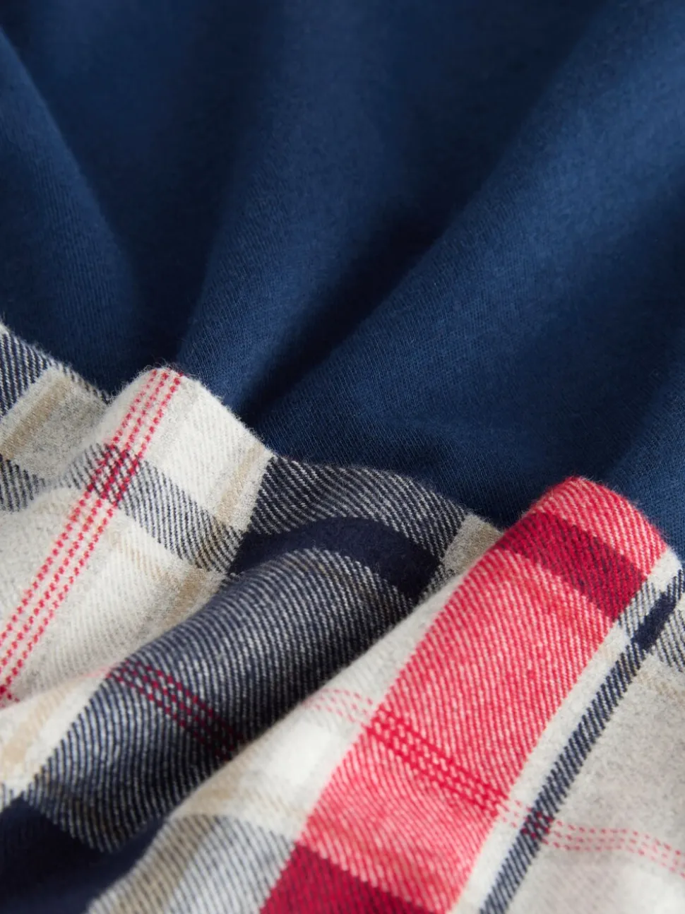 Marineblauw/grijs - Geruite geweven pyjamaset met korte mouwen
