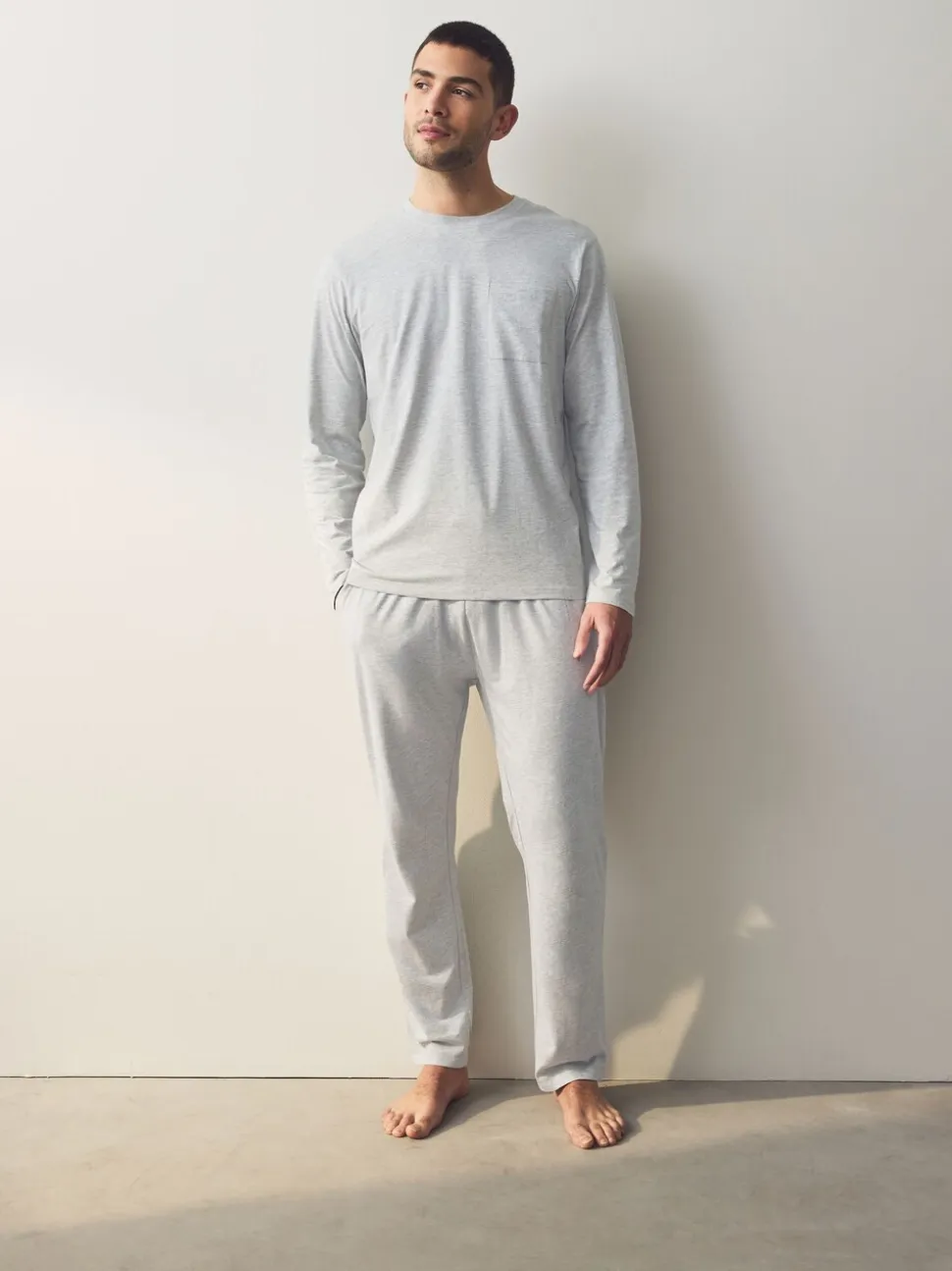 Marineblauw/grijs - Jersey pyjamaset met lange mouwen