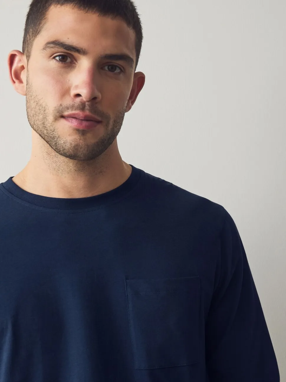 Marineblauw/grijs - Jersey pyjamaset met lange mouwen