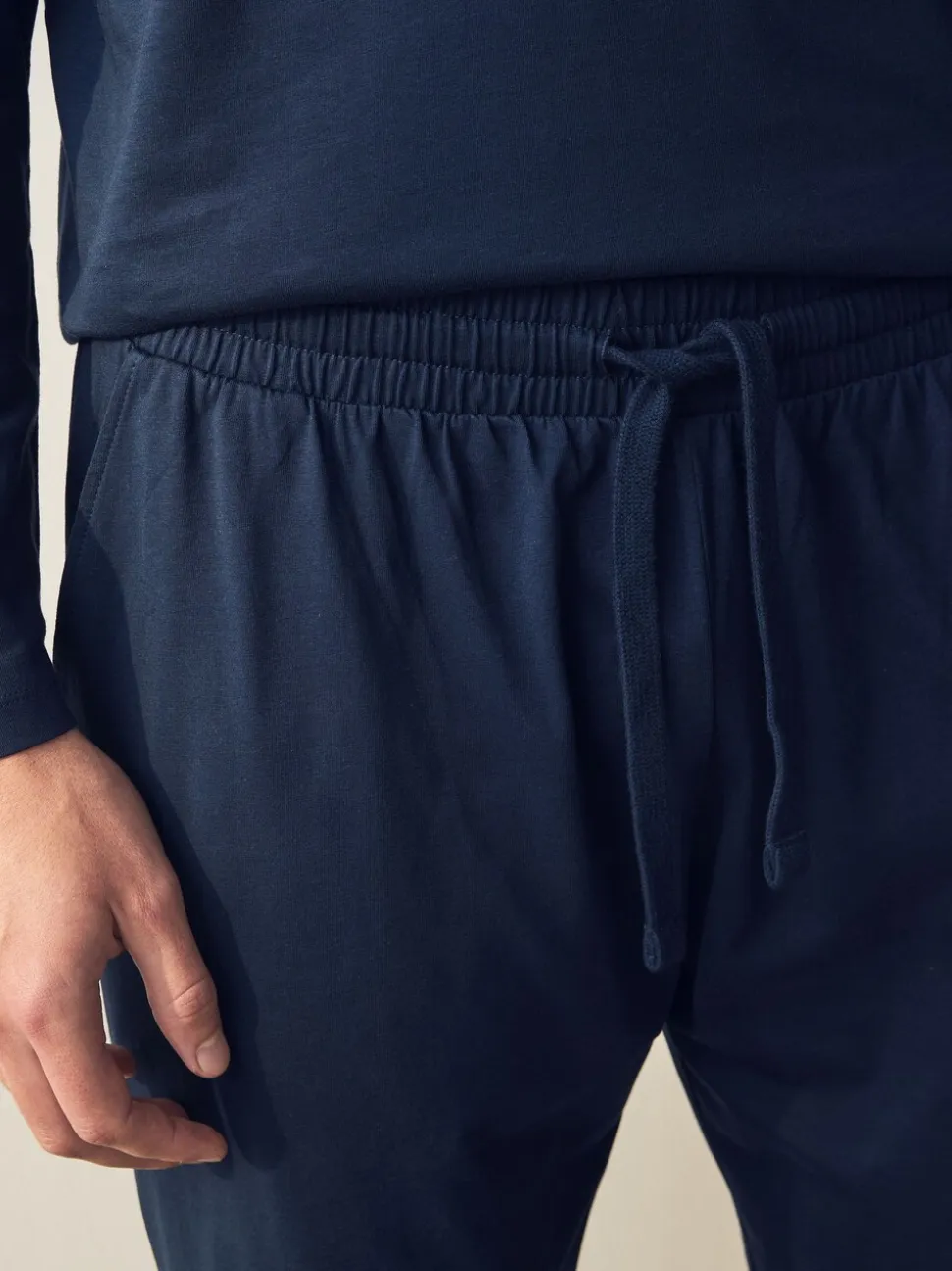 Marineblauw/grijs - Jersey pyjamaset met lange mouwen
