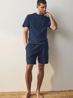Marineblauw/grijs - Korte jersey pyjama's verpakking van 2