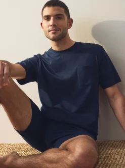 Marineblauw/grijs - Korte jersey pyjama's verpakking van 2