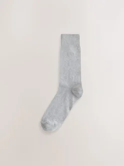 Marineblauw/grijs gemêleerd - 10 Paar fris blijvende sokken met borduursel