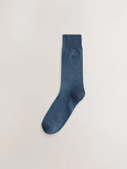 Marineblauw/grijs gemêleerd - 10 Paar fris blijvende sokken met borduursel