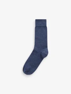 Marineblauw/grijs met motief - Verpakking van 7 - Herensokken met hoog katoengehalte
