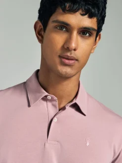 Marineblauw/grijs/roze - Set van 3 jersey poloshirts met korte mouwen