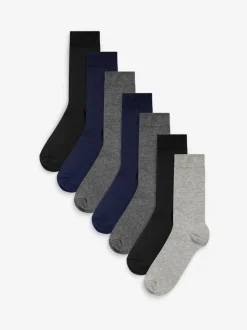 Marineblauw/grijs/zwart - Verpakking van 7 - Herensokken met hoog katoengehalte