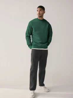 Marineblauw/groen - Cotton Rich Jersey Crew Sweatshirts 2 Pack