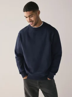 Marineblauw/groen - Cotton Rich Jersey Crew Sweatshirts 2 Pack