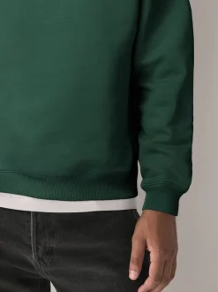 Marineblauw/groen - Cotton Rich Jersey Crew Sweatshirts 2 Pack