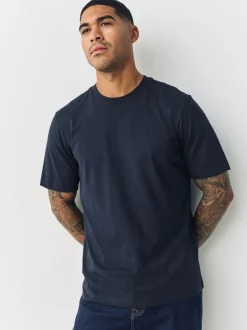 Marineblauw/Groen/Bordeaux Rood/Geel/Leigrijs/Blauw - Normale Pasvorm - Essential katoenen T-shirts verpakking van 6