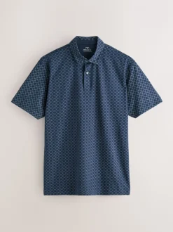 Marineblauw/groen/bordeauxrood/geometrisch - Set van 3 jersey poloshirts met korte mouwen