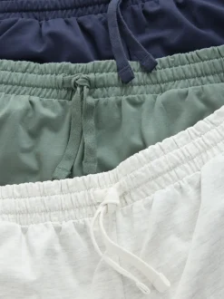 Marineblauw/groen/ijsgrijs - Loopback Soft Touch Shorts 3 Pack